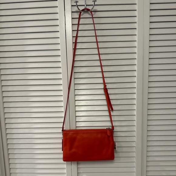 COACH Double-Zip Crossbody/Shoulder bag - orange leather - Picture 6 of 14